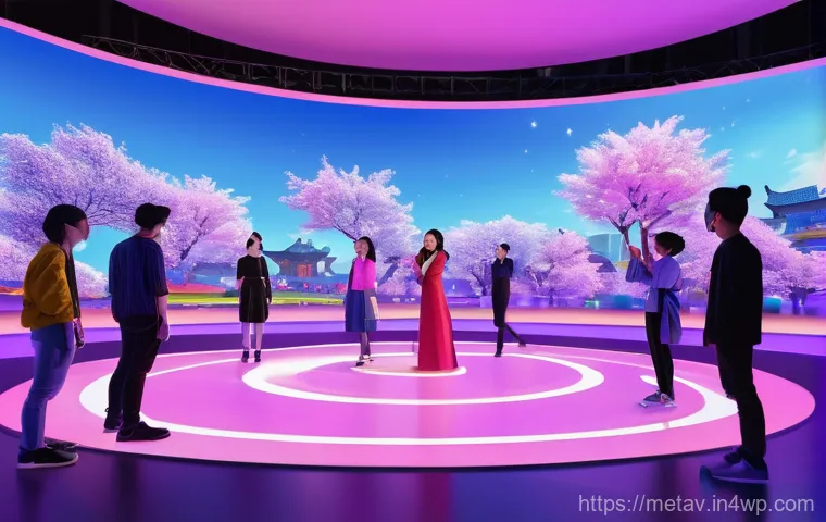 메타버스 부동산 시장 트렌드 - **Prompt 1: Futuristic Metaverse Cityscape with Digital Economy.** A vibrant, futuristic metaver...