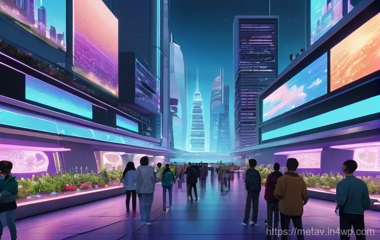 메타버스 부동산의 커뮤니티 형성 전략 - **Prompt:** A vibrant metaverse city bustling with diverse avatars of various ages and appearances, ...